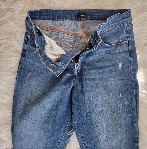 Express Mid Rise Dark Wash Skinny Jeans - Picture 4 of 12